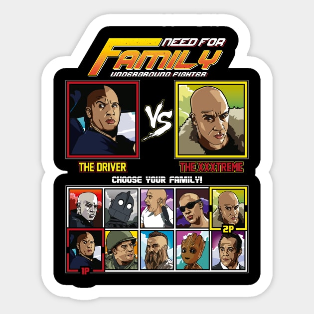 Vin Diesel Family Fighter Sticker by RetroReview